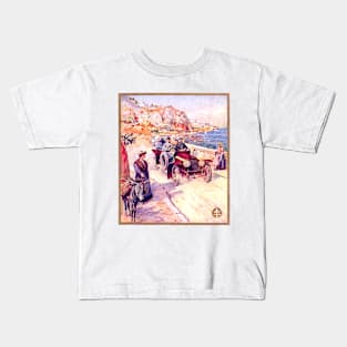 Driving By The Seaside In France In A Lorraine Diétrich Car Kids T-Shirt